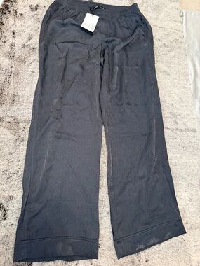 Zara Black Elastic Waist Wide-Leg Trousers